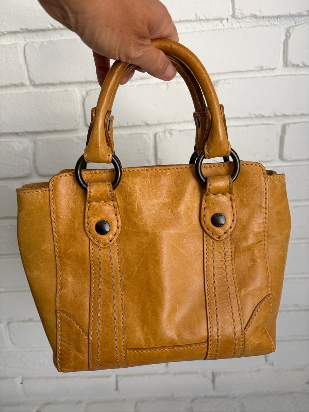 Frye Caramel Tan Leather Satchel